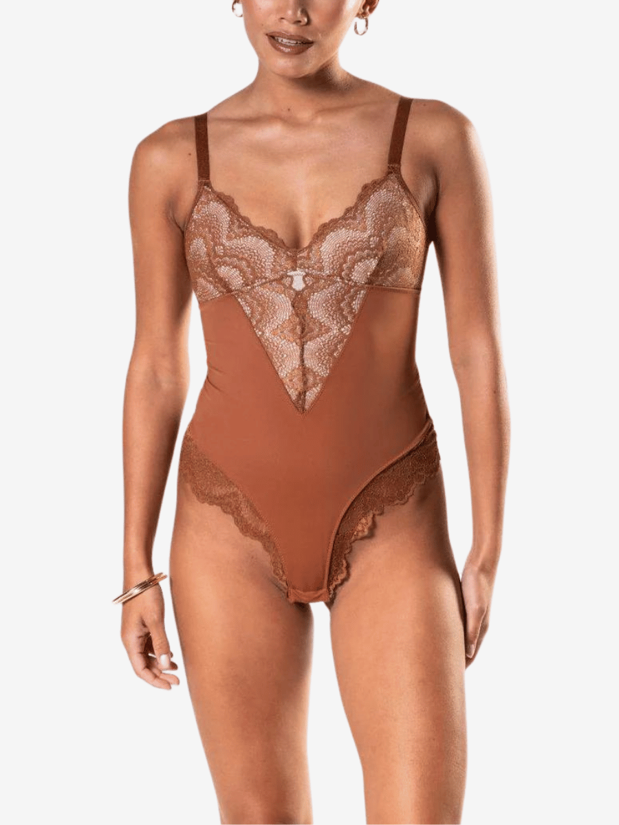 Half Laced Snatched Shapewear Bodysuit