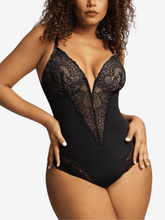 V-Neck Half Laced Snatched Shapewear Bodysuit