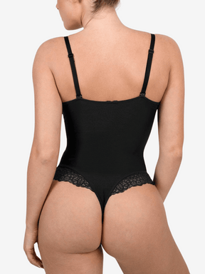 V-Neck Half Laced Snatched Shapewear Bodysuit