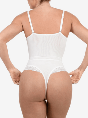 V-Neck Half Laced Snatched Shapewear Bodysuit